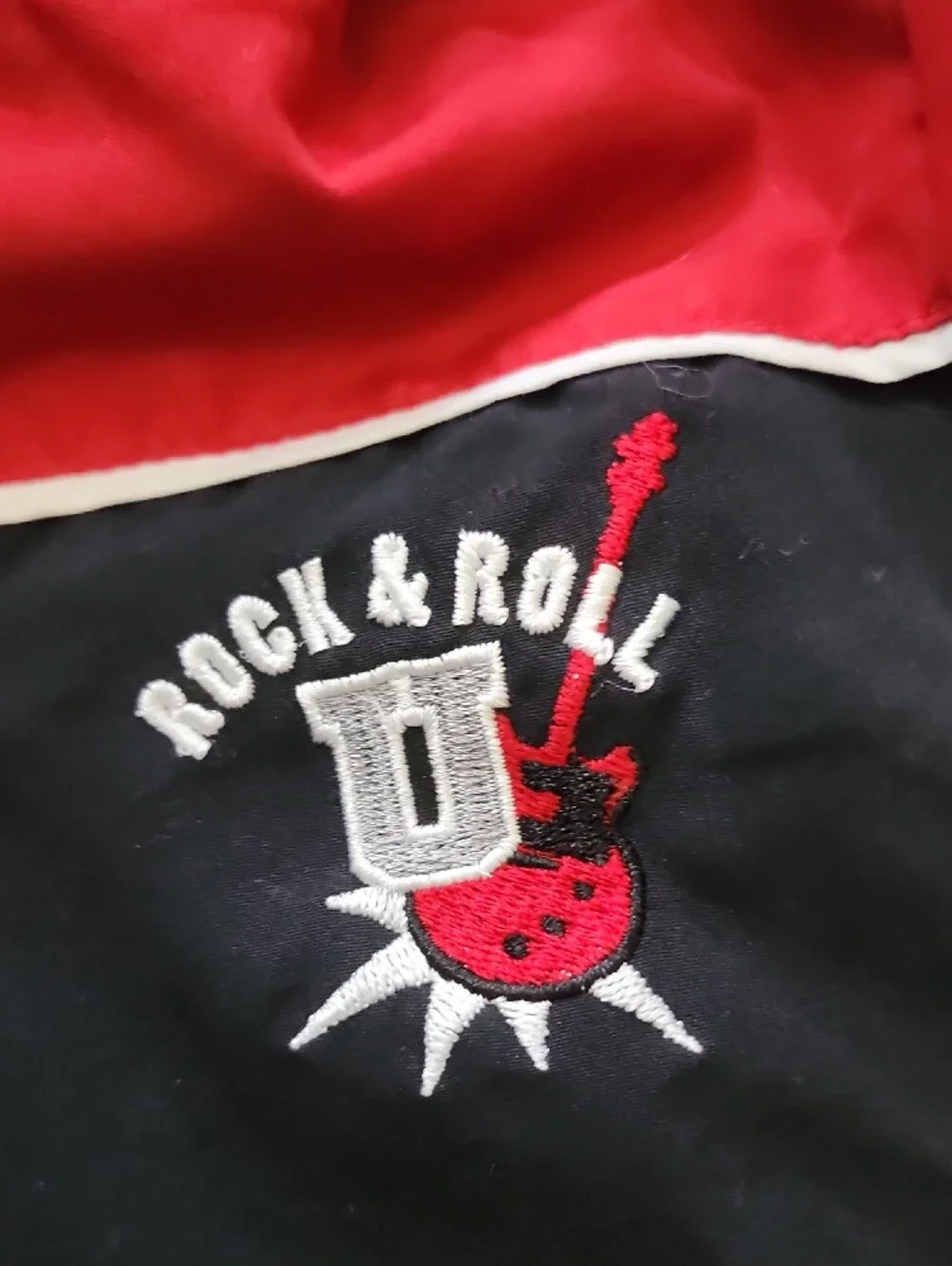 Kids 18M Hooded Zip Sweatshirt in Black and Red with Rock & Roll Patch
